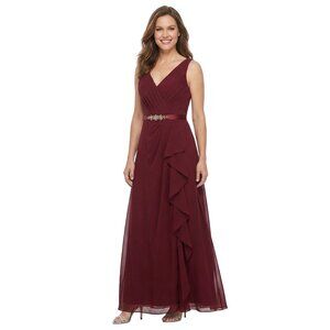 Star Box #17307 Chiffon Mother of the Bride Dress-Size L-BURGUNDY-NEW W/Tags